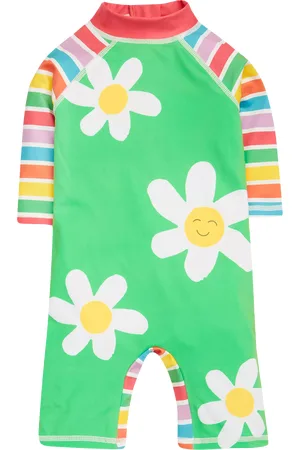 Frugi Baby Stripe Daisy Sun Safe Swimsuit