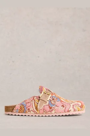 White Stuff Myrtle Floral Fabric Clogs