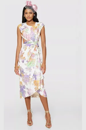Closet Floral Draped Pencil Dress