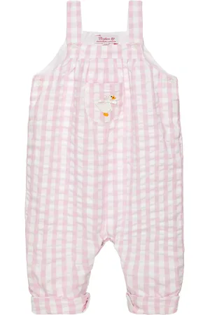 FrenchTrotters Baby Cotton Duck Appliqué Gingham Dungarees