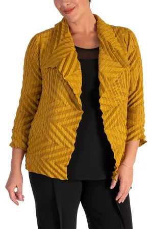 Chesca Geometric Textured Waterfall Jacket