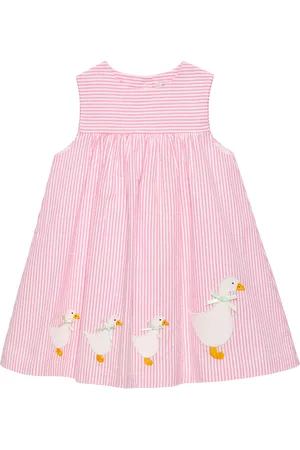 FrenchTrotters Baby Duck Stripe Cotton Pinafore Dress