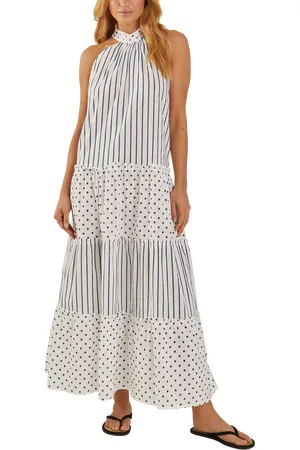 Accessorize Spot Stripe Tiered Maxi Dress