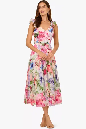 Adrianna Papell Floral Ruffle Strap Dress