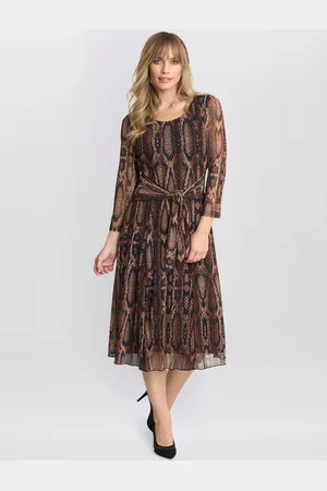 Gina Bacconi Animal Print Mesh Tie Waist Dress