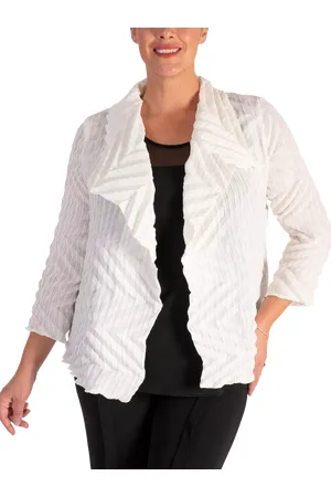Chesca Geometric Textured Waterfall Jacket