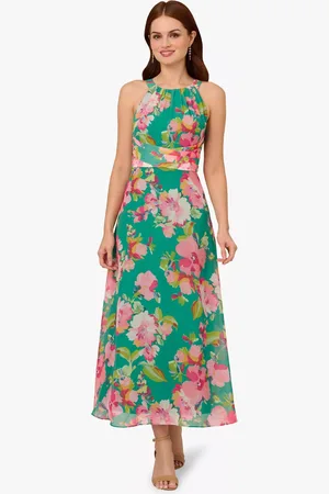 Adrianna Papell Floral Chiffon Halterneck Dress