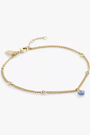 Coach Scatter Stones & Heart Chain Anklet
