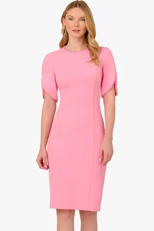 Adrianna Papell Knit Crepe Pearl Sleeve Dress