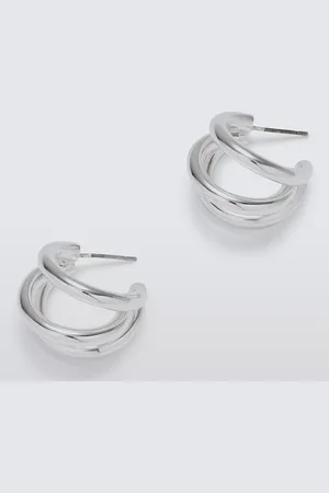 John Lewis Polished Triple Effect Demi Hoop Earrings