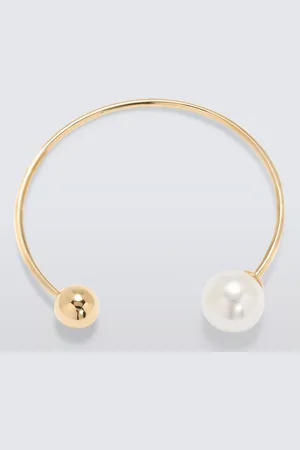 John Lewis Faux Pearl And Metal Sphere Open Bangle