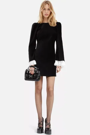 The Kooples Lace Trim Velvet Dress