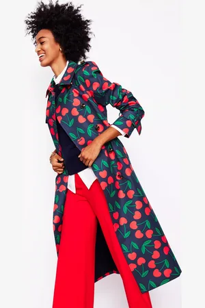 Boden Cheltenham Cherry Print Trench Coat