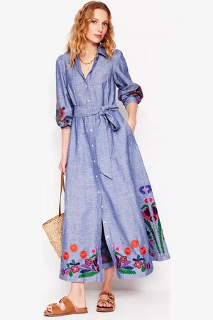 Boden Clara Linen Blend Maxi Shirt Dress
