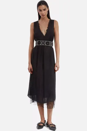 The Kooples Tulle Trim Midi Dress