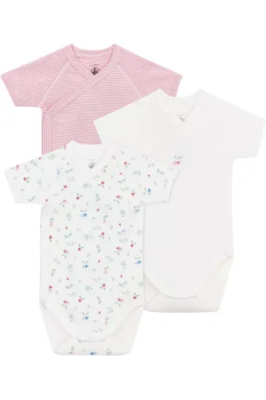 Petit Bateau Baby Cotton Short Sleeve Bodysuit, Pack of 3
