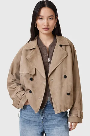 AllSaints Reya Cropped Suede Mac