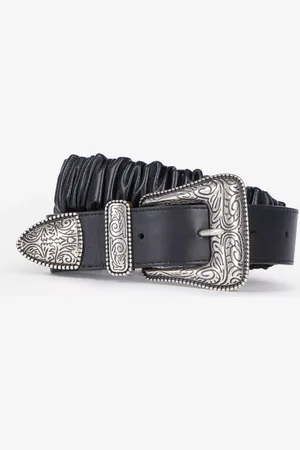 The Kooples Skinny Gathered Leather Skinny Belt