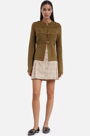The Kooples Military Wool Blend Cardigan