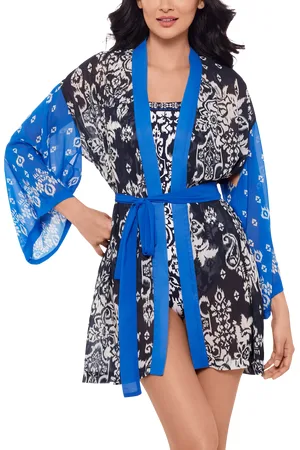 Miraclesuit Semi Sheer Georgette Kimono, Midnight/White