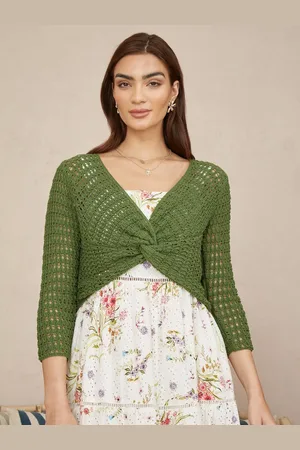 Yumi Crochet Twist Front Bolero Top