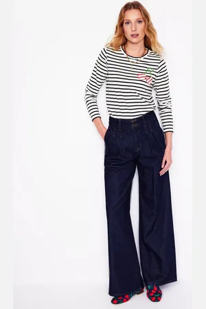 Boden Cherry Stripe Long Sleeve Top