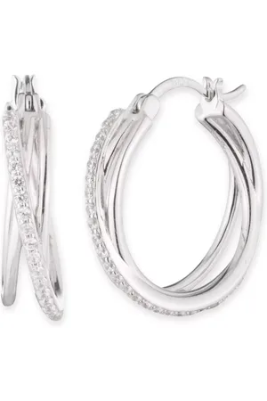 Ralph Lauren Pavé Criss Cross Hoop Earrings