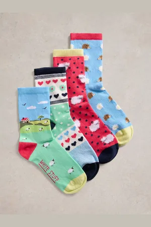 White Stuff Spring Designs Ankle Socks, Pack of 4