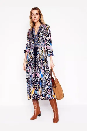 Boden Lily Floral Long Sleeve Midi Dress