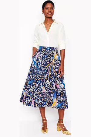 Boden Isabella Abstract Cotton Sateen Skirt