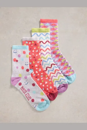 White Stuff Hotchpotch Ankle Socks, Pack of 4