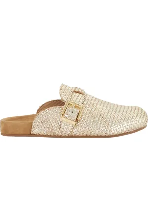 Dune Glaized Metallic Woven Leather Clogs