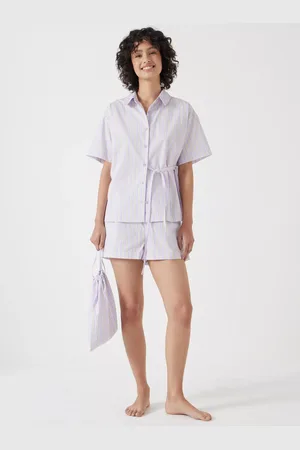 Hush Puppies Stripe Cotton Poplin Drawcord Waist Short Pyjama Set