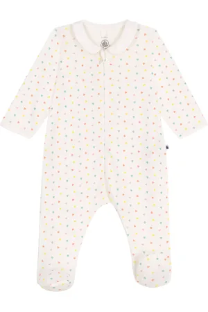 Petit Bateau Baby Cotton Heart Print Zip-Up Sleepsuit