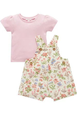 Purebaby Baby Organic Cotton T-Shirt & Floral Dungaree Set