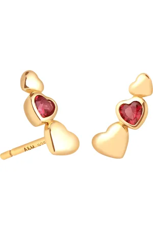 Astrid & Miyu Gemstone Heart Climber Stud Earrings