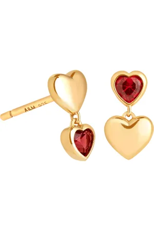 Astrid & Miyu Gemstone Heart Drop Stud Earrings