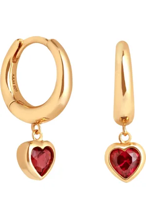 Astrid & Miyu Gemstone Heart Charm Huggie Hoop Earrings