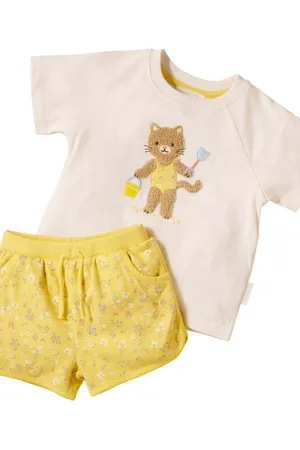 Purebaby Baby Organic Cotton Cat Applique T-Shirt & Shorts Set
