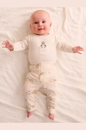 Purebaby Baby Organic Cotton Pointel Bodysuit, & Leggings with Bib, Set of 3
