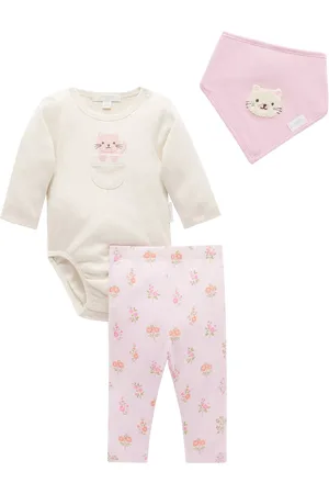 Purebaby Baby Organic Cotton Pointel Bodysuit, & Leggings with Bib, Set of 3