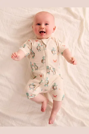 Purebaby Baby Organic Cotton Zip Shortie Sleepsuit, Pack of 2