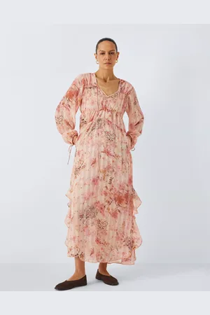 John Lewis Botanical Print Tie Detail V-Neck Maxi Dress