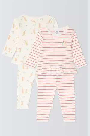 John Lewis Baby Bunny Pyjamas, Pack of 2