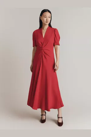 Ghost Capri Puff Sleeve Midi Dress