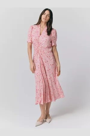 Ghost Capri Floral Puff Sleeve Midi Dress