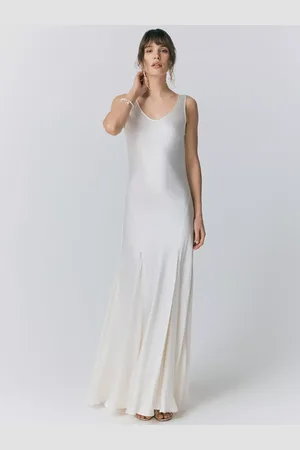 Ghost Willow Scoop Neck Satin Midi Dress