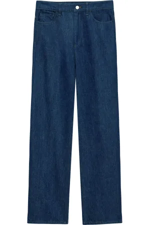 THEORY High Waist Straight Topstitch Jeans