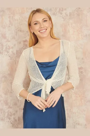 Yumi Popcorn Yarn Tie Front Bolero Top