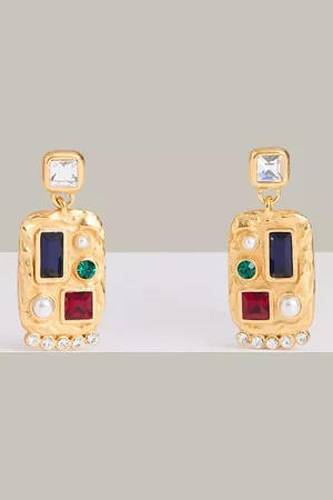 Reiss Skylyn Crystal Rectangular Drop Earrings